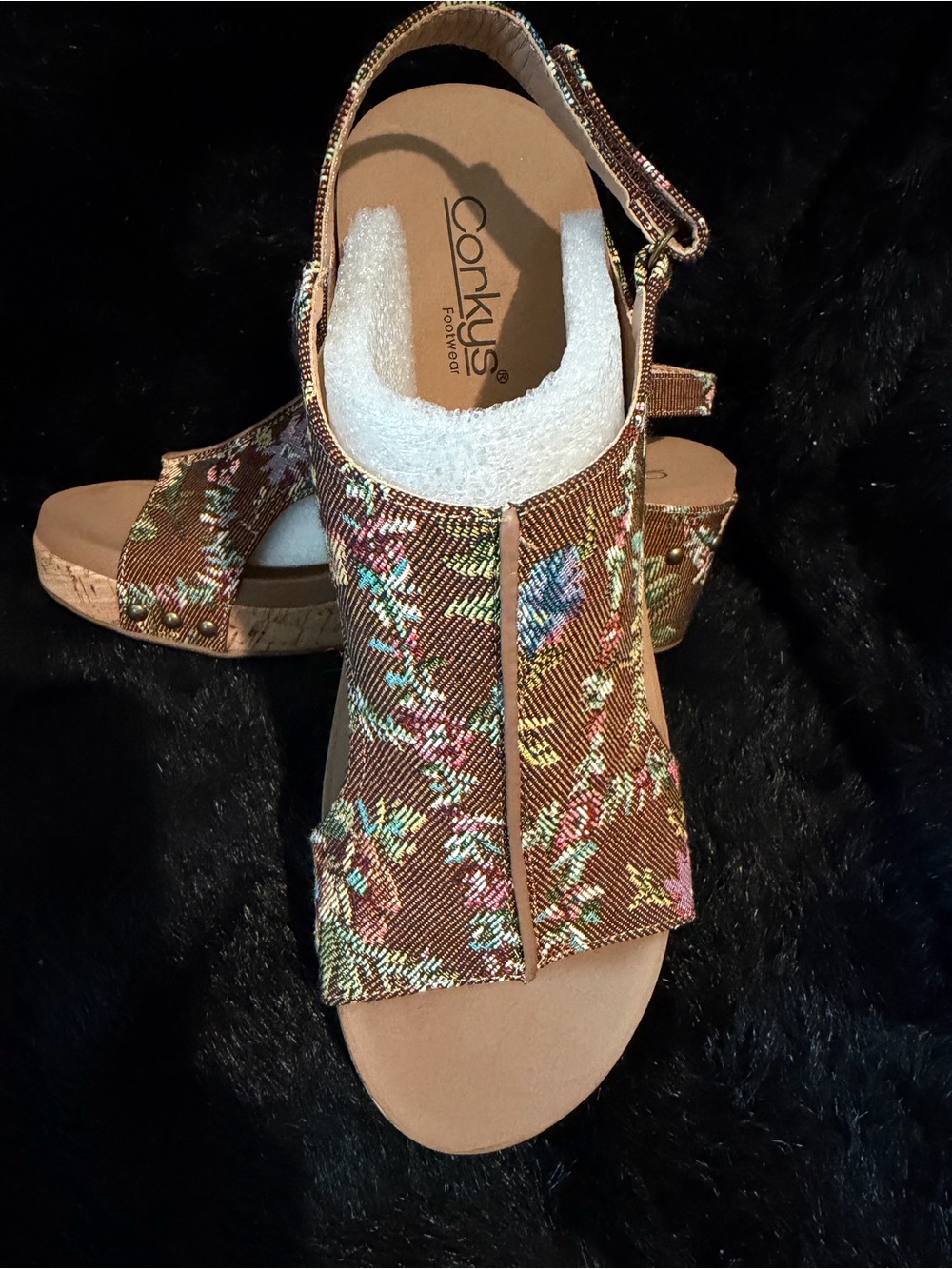 Corkys Brown Multicolor Floral Slingback Sandals NO box